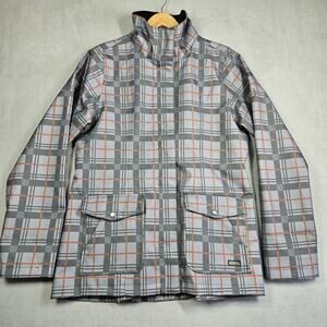 Kerrits Rain Jacket Women's Large Gray Plaid Coat Functional Equestrian Zip Up